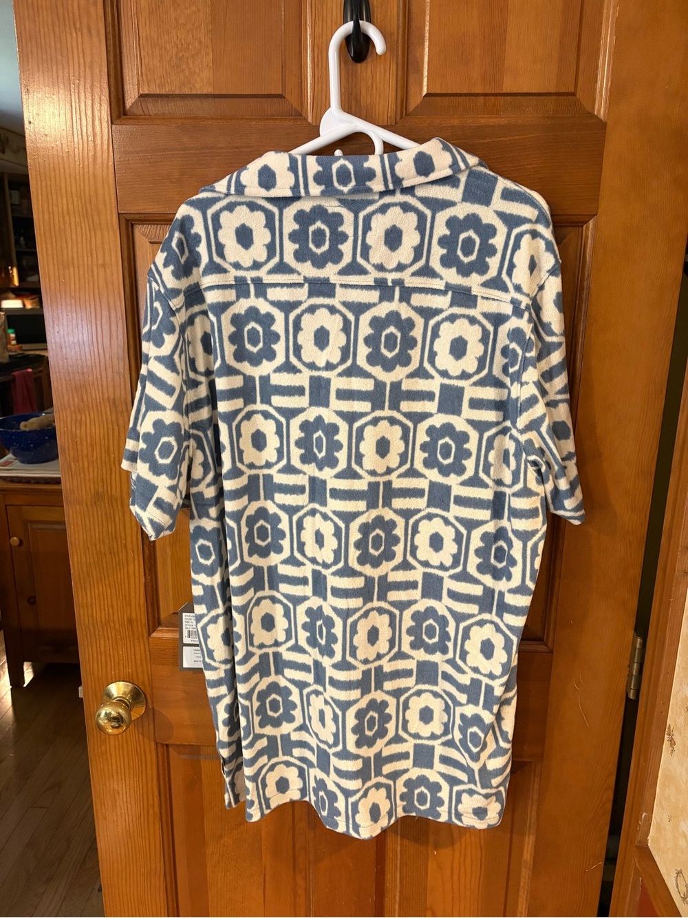 Howler Brothers Blue & White Floral Geometric Terry Shirt - Picture 3 of 5